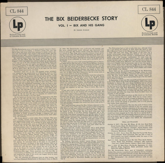 Bix Beiderbecke : The Bix Beiderbecke Story: Vol. 1 - Bix And His Gang (LP, Comp, Mono, RE, Hol)