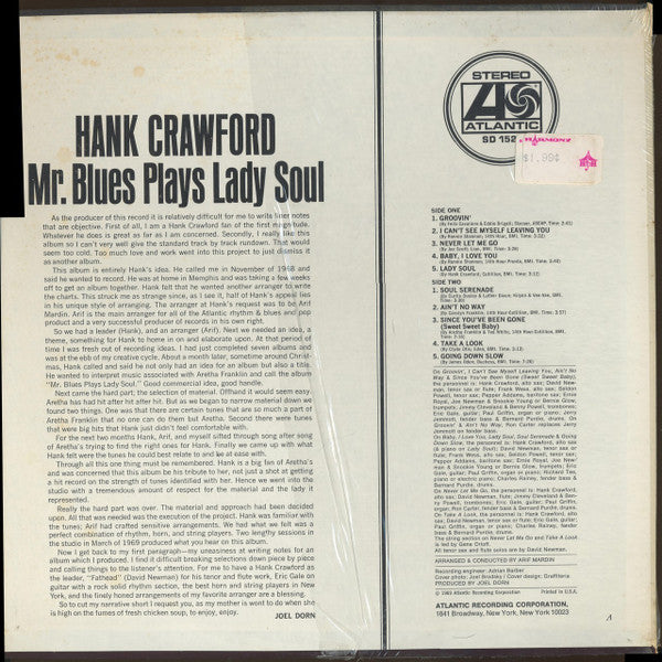 Hank Crawford : Mr. Blues Plays Lady Soul (LP, Ter)