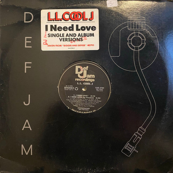 LL Cool J : I Need Love (12", Promo)
