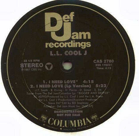 LL Cool J : I Need Love (12", Promo)