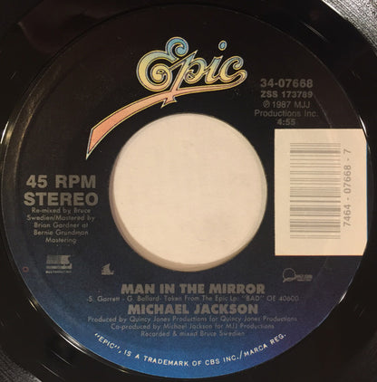 Michael Jackson : Man In The Mirror (7", Single, Styrene, Car)