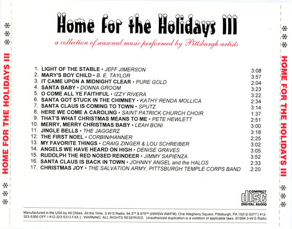 Various :  Home For The Holidays III: A Collection Of Seasonal Music (CD, Comp)