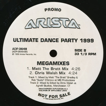 Unknown Artist : Ultimate Dance Party 1999 Megamixes (12", Promo)