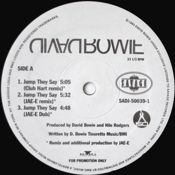David Bowie : Jump They Say (12", Single, Promo)