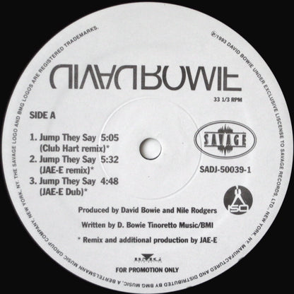 David Bowie : Jump They Say (12", Single, Promo)