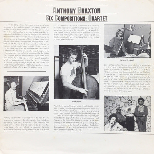 Anthony Braxton : Six Compositions: Quartet (LP, Album)