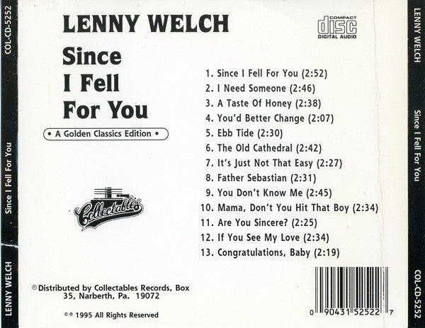 Lenny Welch : Since I Fell For You A Golden Classics Edition (CD, Comp)