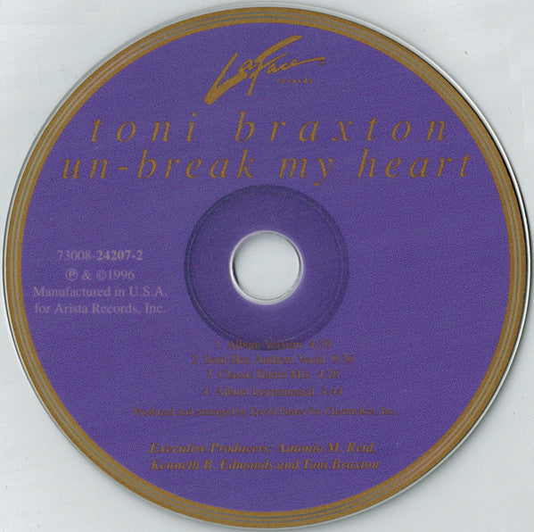 Toni Braxton : Un-Break My Heart (CD, Maxi)