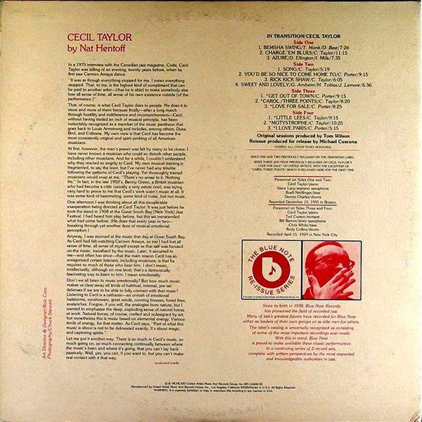 Cecil Taylor : In Transition (2xLP, Comp, Gat)