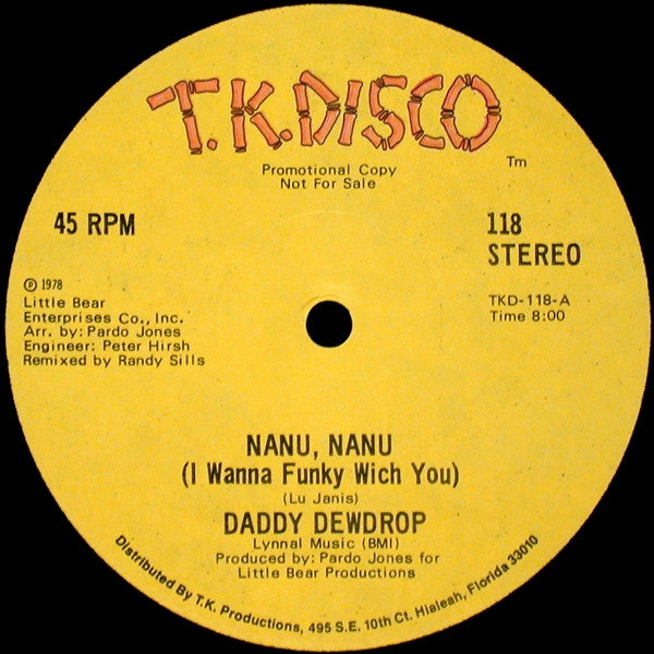 Daddy Dewdrop : Nanu, Nanu (I Wanna Funky Wich You) / The Real Thing (12", Promo)