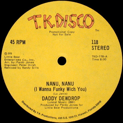 Daddy Dewdrop : Nanu, Nanu (I Wanna Funky Wich You) / The Real Thing (12", Promo)