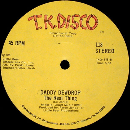 Daddy Dewdrop : Nanu, Nanu (I Wanna Funky Wich You) / The Real Thing (12", Promo)