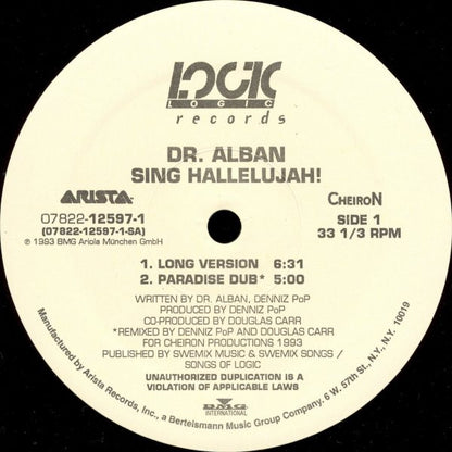 Dr. Alban : Sing Hallelujah! (12")