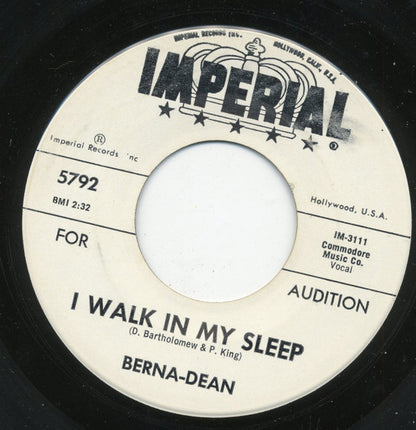 Berna-Dean : I Walk In My Sleep / Little Willie (7", Single, Promo)