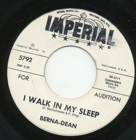 Berna-Dean : I Walk In My Sleep / Little Willie (7", Single, Promo)