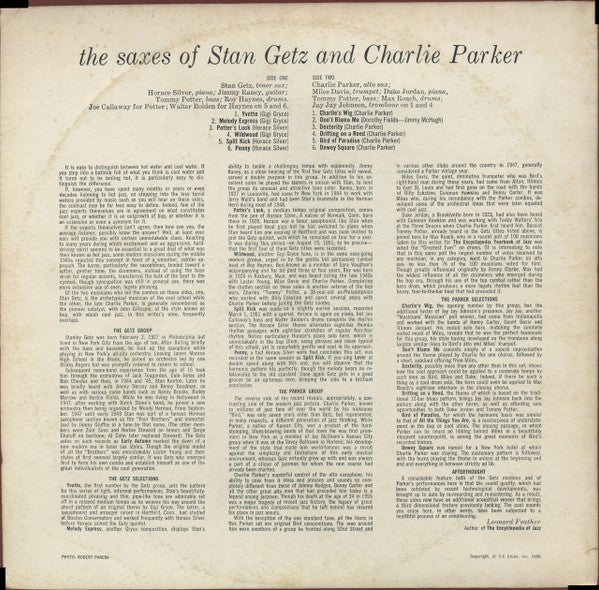 Stan Getz Quintet / The Charlie Parker Quintet : The Saxes Of Stan Getz And Charlie Parker (LP, Comp, Mono, RM)