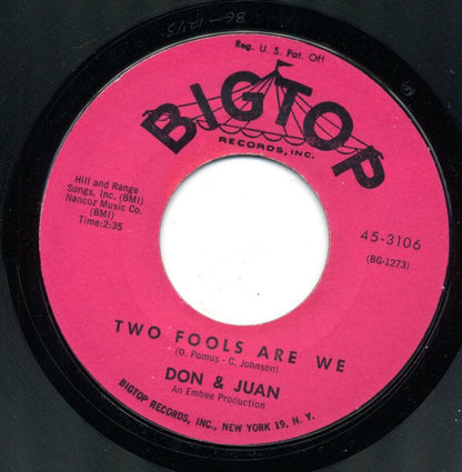 Don & Juan : Two Fools Are We / Pop Luck (7", Single, Styrene)