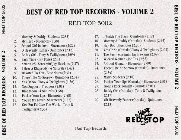 Various : The Best Of Red Top Records Volume 2 (CD, Comp)