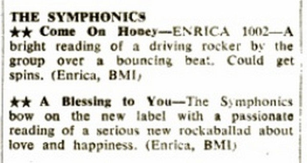 Freddie Scott & The Symphonics : Come On Honey "Let's Dance" / A Blessing To You (7")