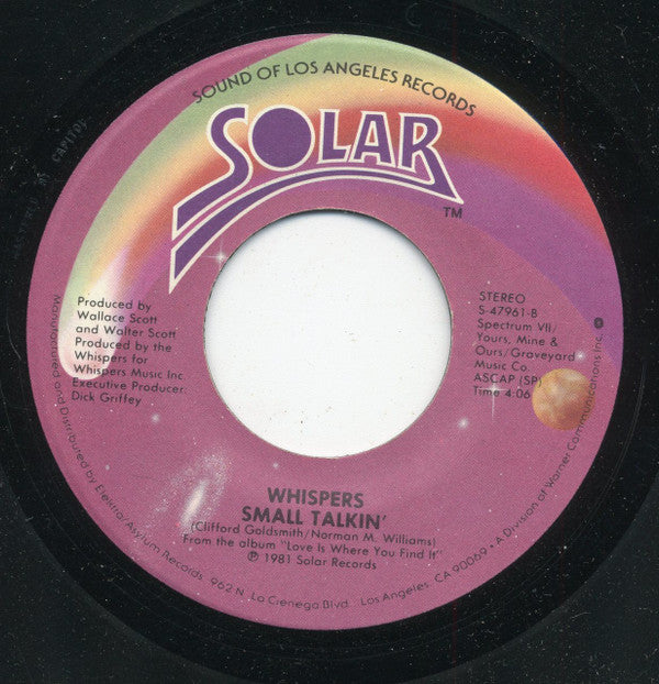 The Whispers : In The Raw / Small Talkin' (7", Spe)