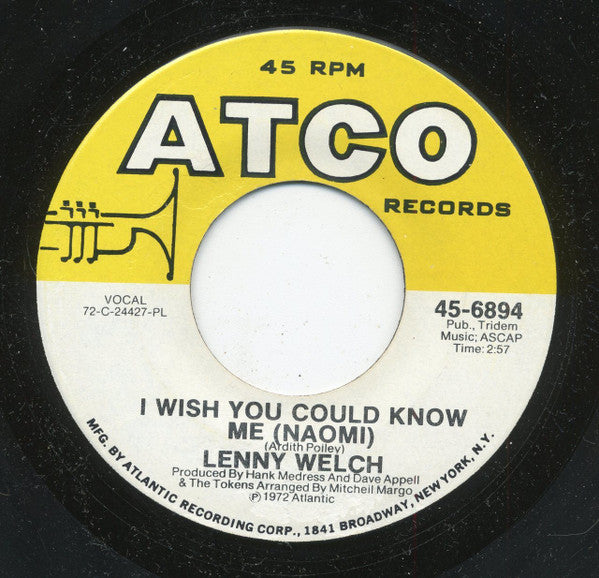 Lenny Welch : A Sunday Kind Of Love (7")
