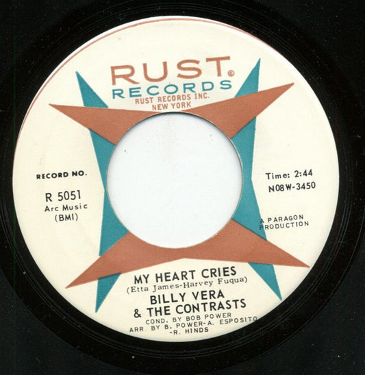 Billy Vera & The Contrasts : My Heart Cries / All My Love (7", Single, Roc)