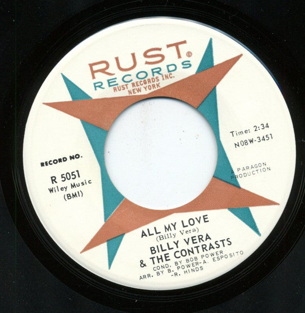 Billy Vera & The Contrasts : My Heart Cries / All My Love (7", Single, Roc)