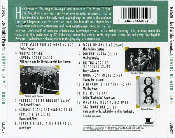 Joe Franklin (3) : Presents... Growing Up With Radio (CD, Comp, Mono)