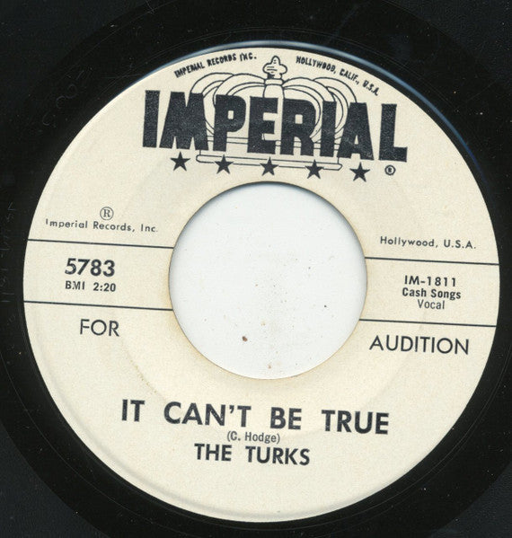The Turks : I'm A Fool / It Can't Be True (7", Promo, RE)