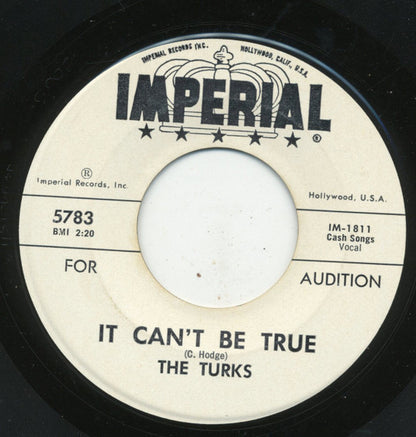 The Turks : I'm A Fool / It Can't Be True (7", Promo, RE)
