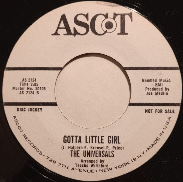 The Universals (3) : Dear Ruth / Gotta Little Girl (7", Promo, Styrene)