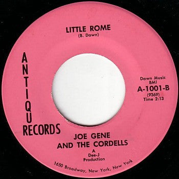 Joe Gene And The Cordells : Rock Everybody Rock / Little Rome (7")