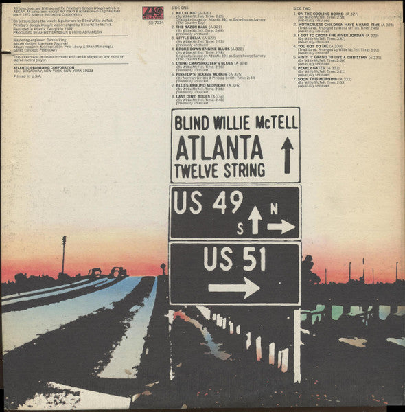 Blind Willie McTell : Atlanta Twelve String (LP, Album, Mono, Gat)