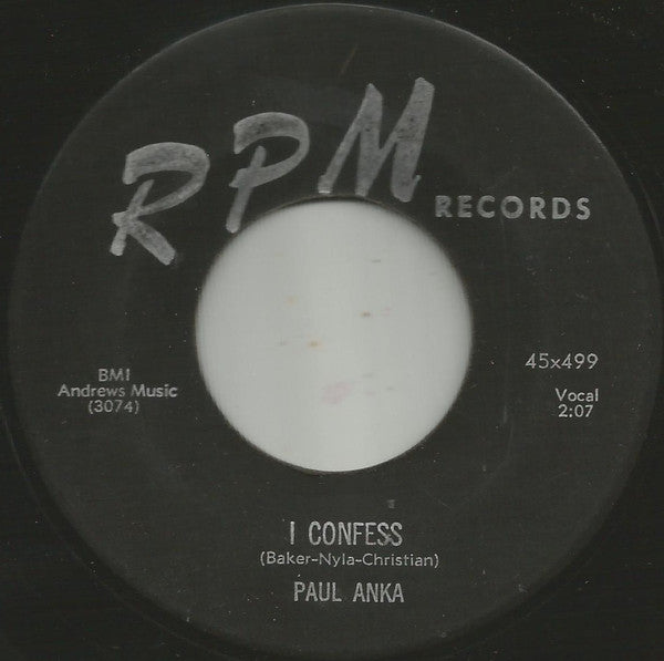 Paul Anka : I Confess / Blau-Wile-Deveest-Fontaine (7", Single, RE)