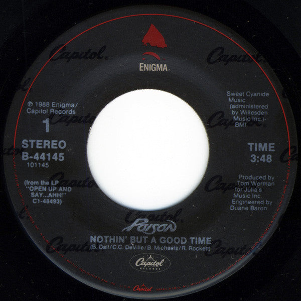 Poison (3) : Nothin' But A Good Time (7", All)