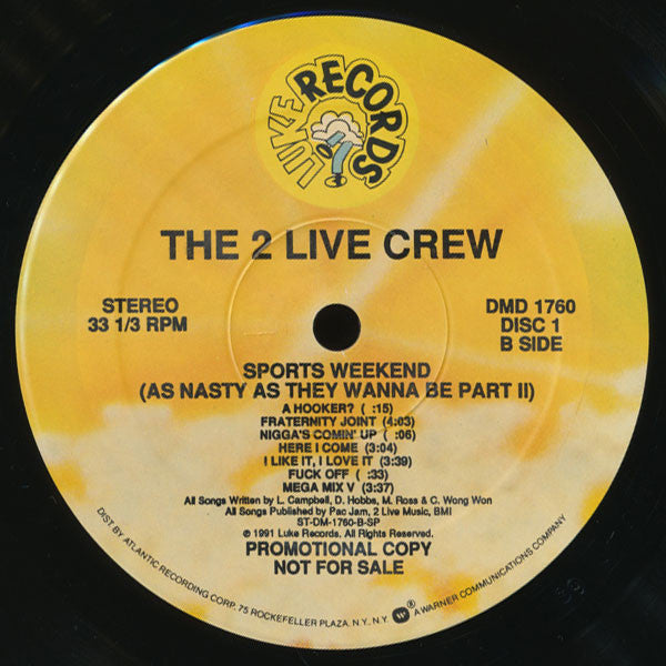 The 2 Live Crew : Sports Weekend (As Nasty As They Wanna Be Part II) (2xLP, Album, Ltd, Promo)