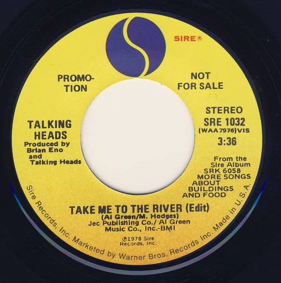 Talking Heads : Take Me To The River (Edit) (7", Mono, Promo)