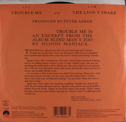 10,000 Maniacs : Trouble Me (7", Single, Spe)