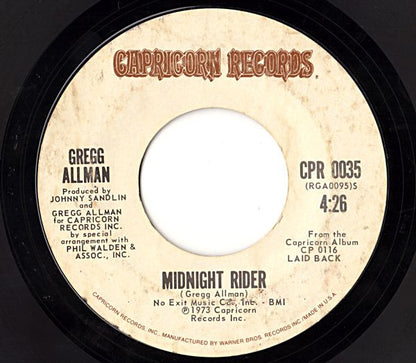 Gregg Allman : Midnight Rider (7", Single, Styrene, Ter)