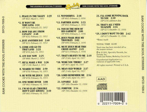 Sam Cooke With The Soul Stirrers : Sam Cooke With The Soul Stirrers (CD, Comp, RE, RM)