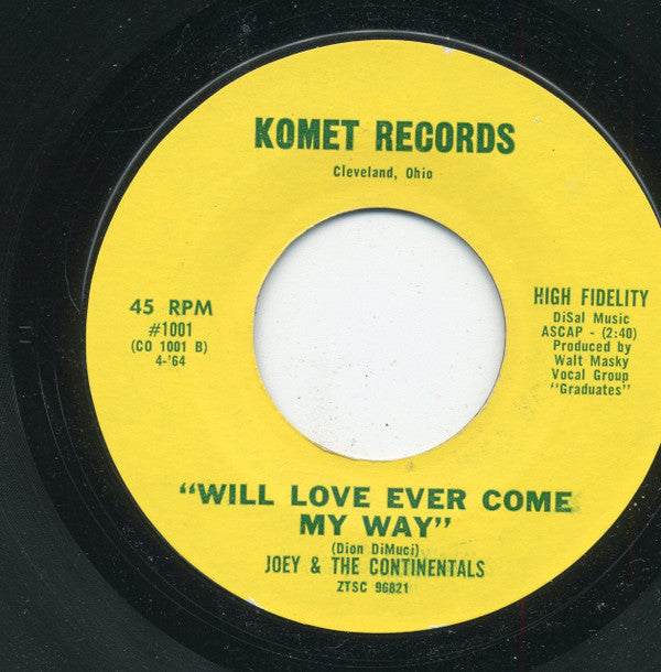 Joey & The Continentals : Linda / Will Love Ever Come My Way (7", Styrene, Ter)