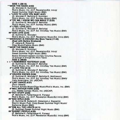 Donna Summer : On The Radio: Greatest Hits Vol. I & II (Cass, Album, Comp, Club, P/Mixed, RE)