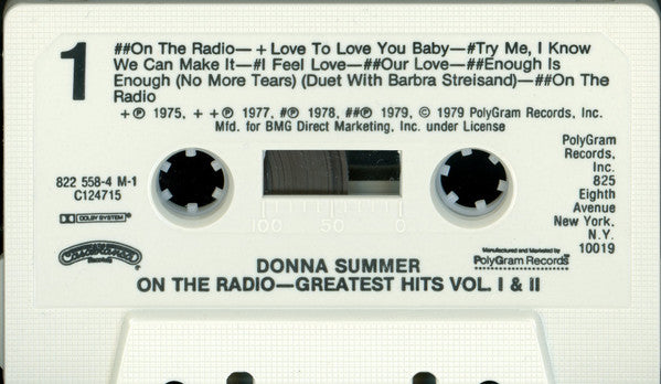 Donna Summer : On The Radio: Greatest Hits Vol. I & II (Cass, Album, Comp, Club, P/Mixed, RE)