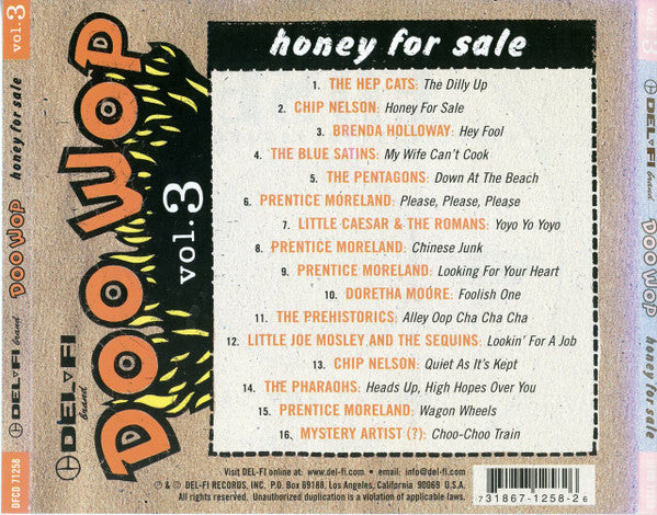 Various : Doo Wop Vol. 3 Honey For Sale (CD, Comp)