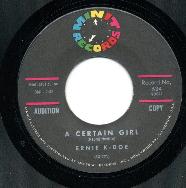 Ernie K-Doe : A Certain Girl (7", Promo, Styrene, Mon)
