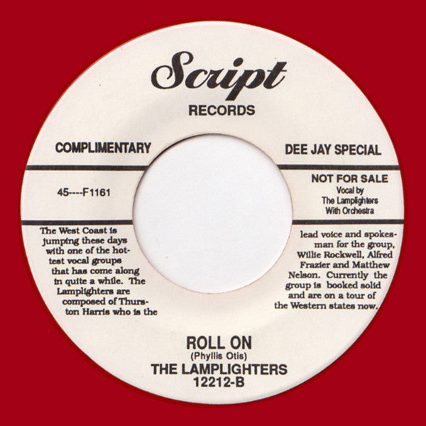 Eddie Holman / The Lamplighters : Roll On / Never Let Me Go (7", Promo, Unofficial, Red)