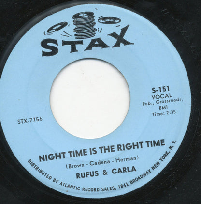 Rufus Thomas & Carla Thomas : Night Time Is The Right Time (7", Single)