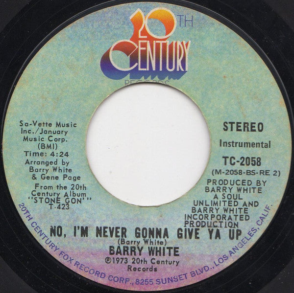 Barry White : Never, Never Gonna Give Ya Up (7", Single, Styrene, Ter)