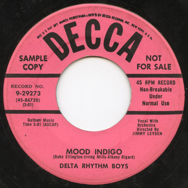 The Delta Rhythm Boys : Mood Indigo / Have A Hope Have A Wish, Have A Prayer (7", Promo)