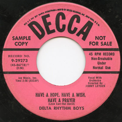 The Delta Rhythm Boys : Mood Indigo / Have A Hope Have A Wish, Have A Prayer (7", Promo)